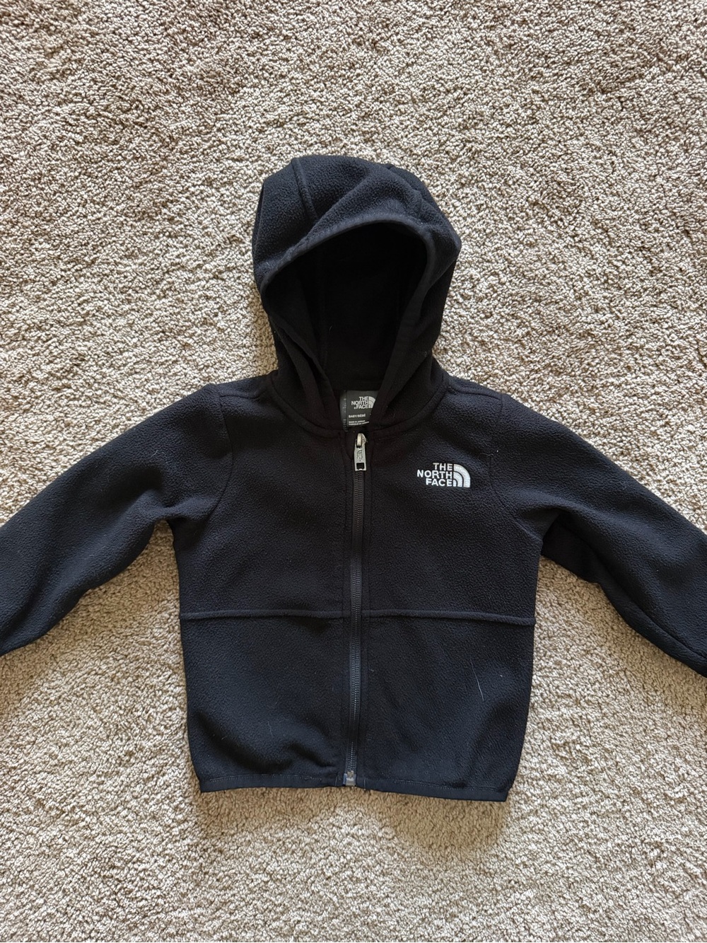 The North Face Kids' Black Hooded Fleece Jacket size 12-18 months